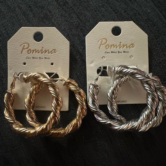Pomina Jewelry - Twisted Lightweight Hoop Earring - Gold Toned or Silver Toned